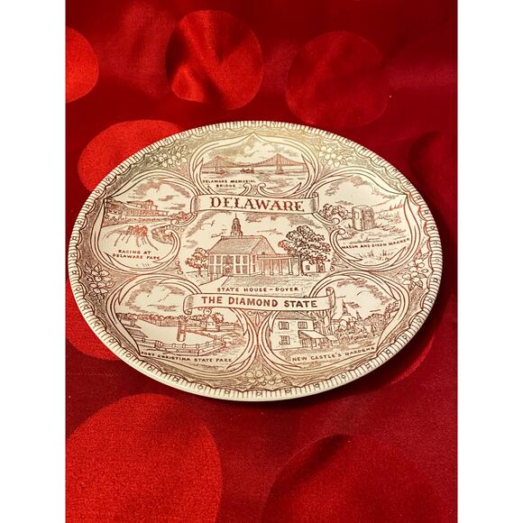 State of Delaware Commemorative Plate The Diamond State Gold on white EUC - Picture 12 of 13